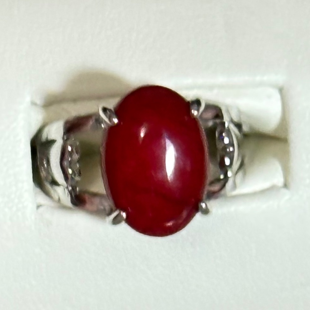 Stainless steel ring w/oval Red Crackle Quartz stone - NWOT - Picture 15 of 15